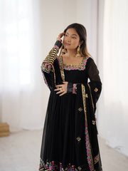 Where Floral Embroidery Meets The Black Dream Anarkali