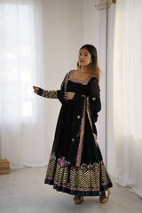 Where Floral Embroidery Meets The Black Dream Anarkali