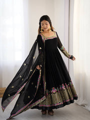 Where Floral Embroidery Meets The Black Dream Anarkali