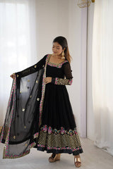 Where Floral Embroidery Meets The Black Dream Anarkali