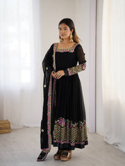 Where Floral Embroidery Meets The Black Dream Anarkali