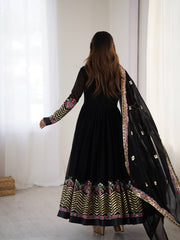 Where Floral Embroidery Meets The Black Dream Anarkali