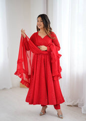 Premium Soft Georgette Suit with Lucknowi  Sequence Work