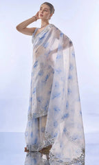 Pastel Blue Floral Saree