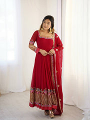 Where Floral Embroidery Meets the Red Dream Anarkali
