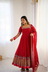Where Floral Embroidery Meets the Red Dream Anarkali