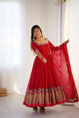 Where Floral Embroidery Meets the Red Dream Anarkali