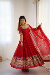 Where Floral Embroidery Meets the Red Dream Anarkali