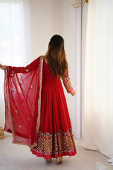 Where Floral Embroidery Meets the Red Dream Anarkali