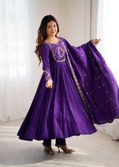 Royal Noor Imperial Purple Anarkali Set