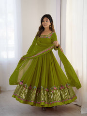 Where Floral Embroidery Meets the Mehendi Green Dream Anarkali