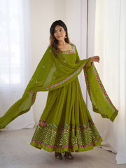 Where Floral Embroidery Meets the Mehendi Green Dream Anarkali