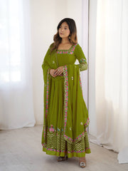 Where Floral Embroidery Meets the Mehendi Green Dream Anarkali
