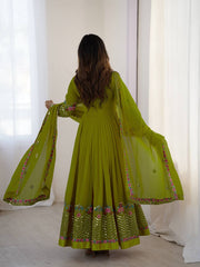 Where Floral Embroidery Meets the Mehendi Green Dream Anarkali