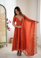 Get Your Perfect Twirl In This Rust Orange Glow Anarkali