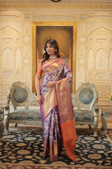 Kanjivaram Silk Violet Premium Saree