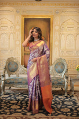 Kanjivaram Silk Violet Premium Saree