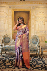 Kanjivaram Silk Violet Premium Saree