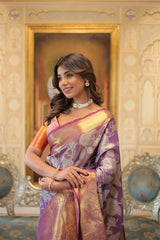 Kanjivaram Silk Violet Premium Saree