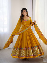 Where Floral Embroidery Meets The Mustard Dream Anarkali