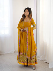 Where Floral Embroidery Meets The Mustard Dream Anarkali