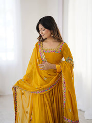 Where Floral Embroidery Meets The Mustard Dream Anarkali