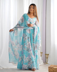 Shabnam Sky Blue Flow Anarkali
