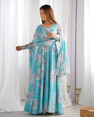 Shabnam Sky Blue Flow Anarkali