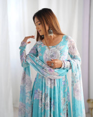 Shabnam Sky Blue Flow Anarkali