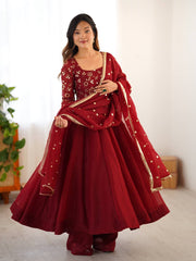 The Classic Maroon Embroidered Elegant Set