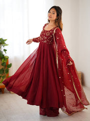 The Classic Maroon Embroidered Elegant Set