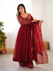 The Classic Maroon Embroidered Elegant Set