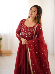 The Classic Maroon Embroidered Elegant Set