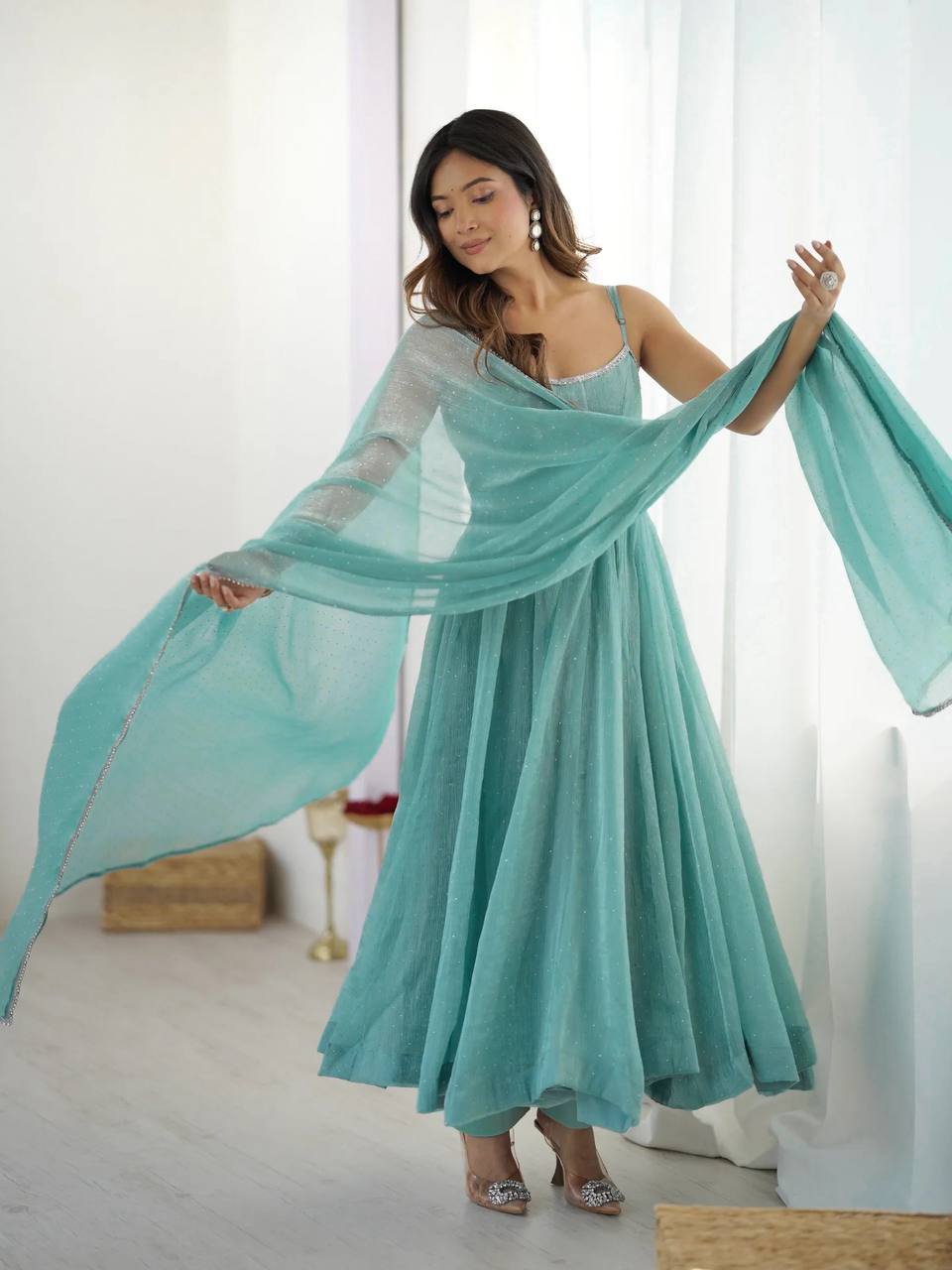Ethereal Grace in Aqua Silk