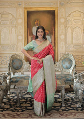 Monarchial Red Jaal Zari Worked Kanjivaram Silk Saree