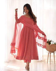 Premium Soft Georgette Suit with Lucknowi  Sequence Work