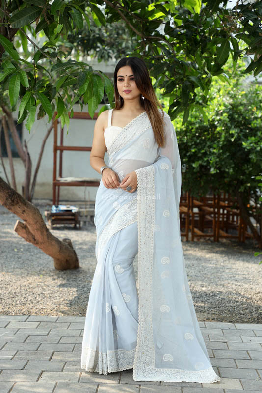 Buy Device of a circle Woven Jamdani Pure Cotton Saree (Light Blue) Online  at Best Prices in India - JioMart.