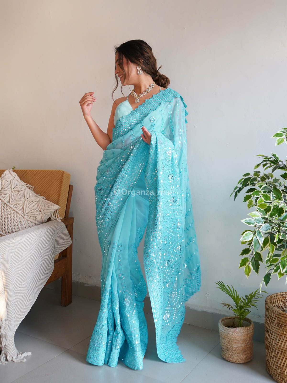 Supreme Georgette  Sequence Worked Blue Saree