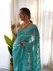 Supreme Georgette  Sequence Worked Blue Saree