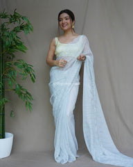 Blissful Pastel Blue Color Sequencing Lining Pure Organza Soft Saree