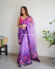 Festival Special Lavender Pure Organza Saree