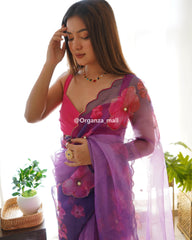 Festival Special Lavender Pure Organza Saree