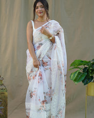 Maharani White Pure Organza Silk Saree