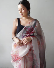 Festival Special Off White Pure Organza Saree