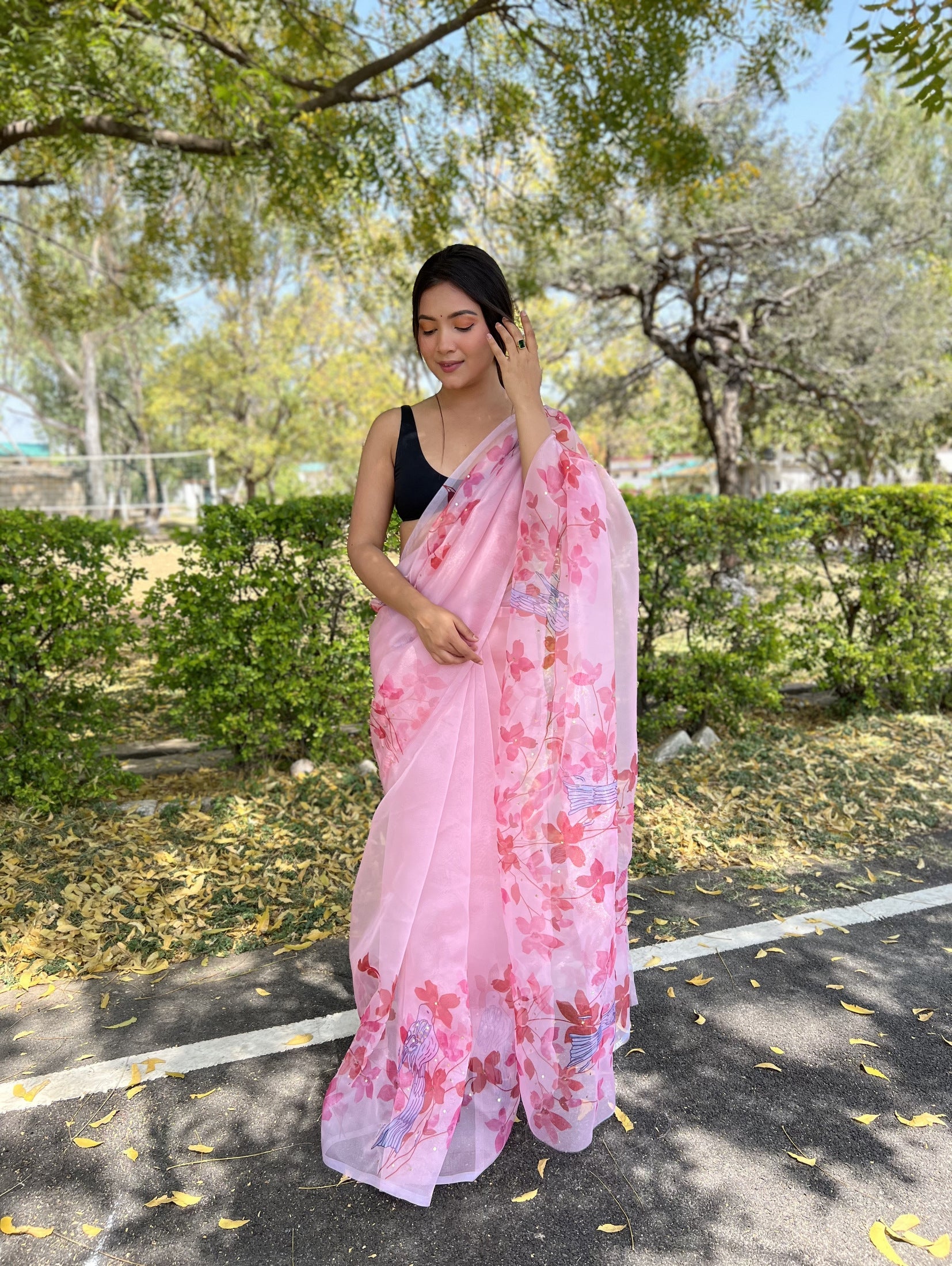 Baby pink Colour Embroidered Attractive Party Wear Silk SAREE has a  Regular-fit and is Made