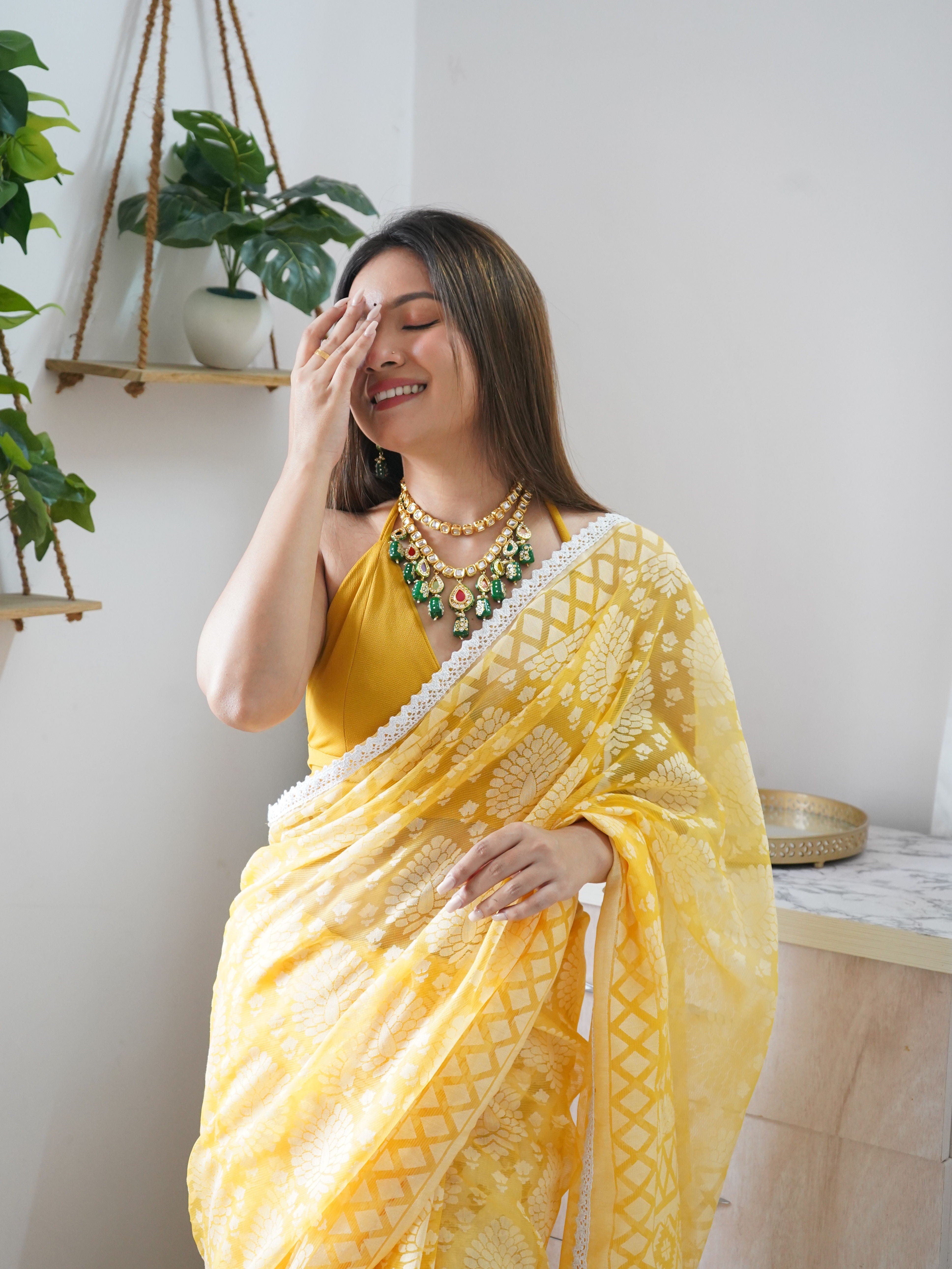 Aasam Silk Couple Dress Haldi Yellow Saree & Kurta – Archittam Fashion